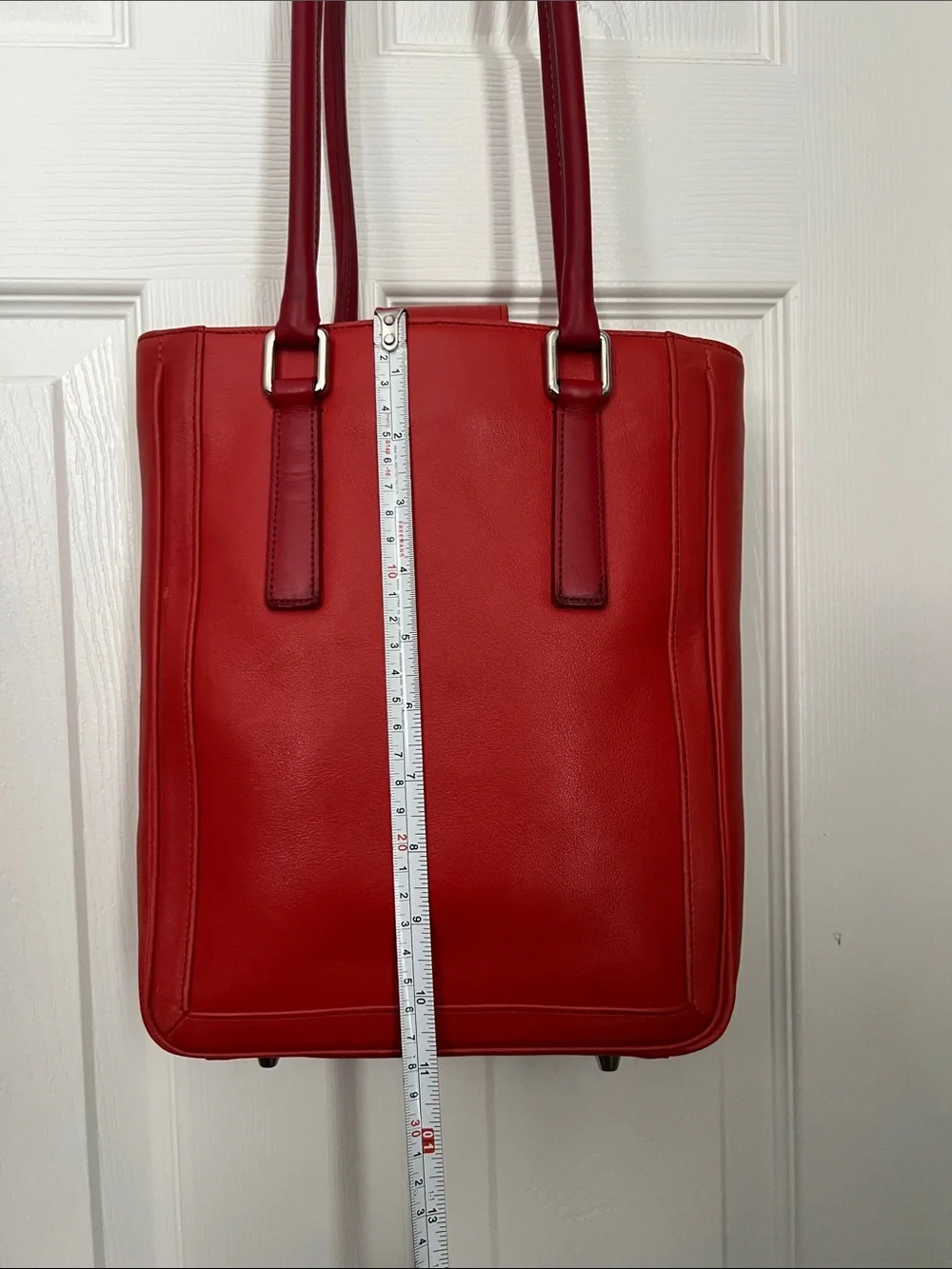 Coach Vintage Red Leather Bonnie Cashin Legacy Slim Tote, style 9422